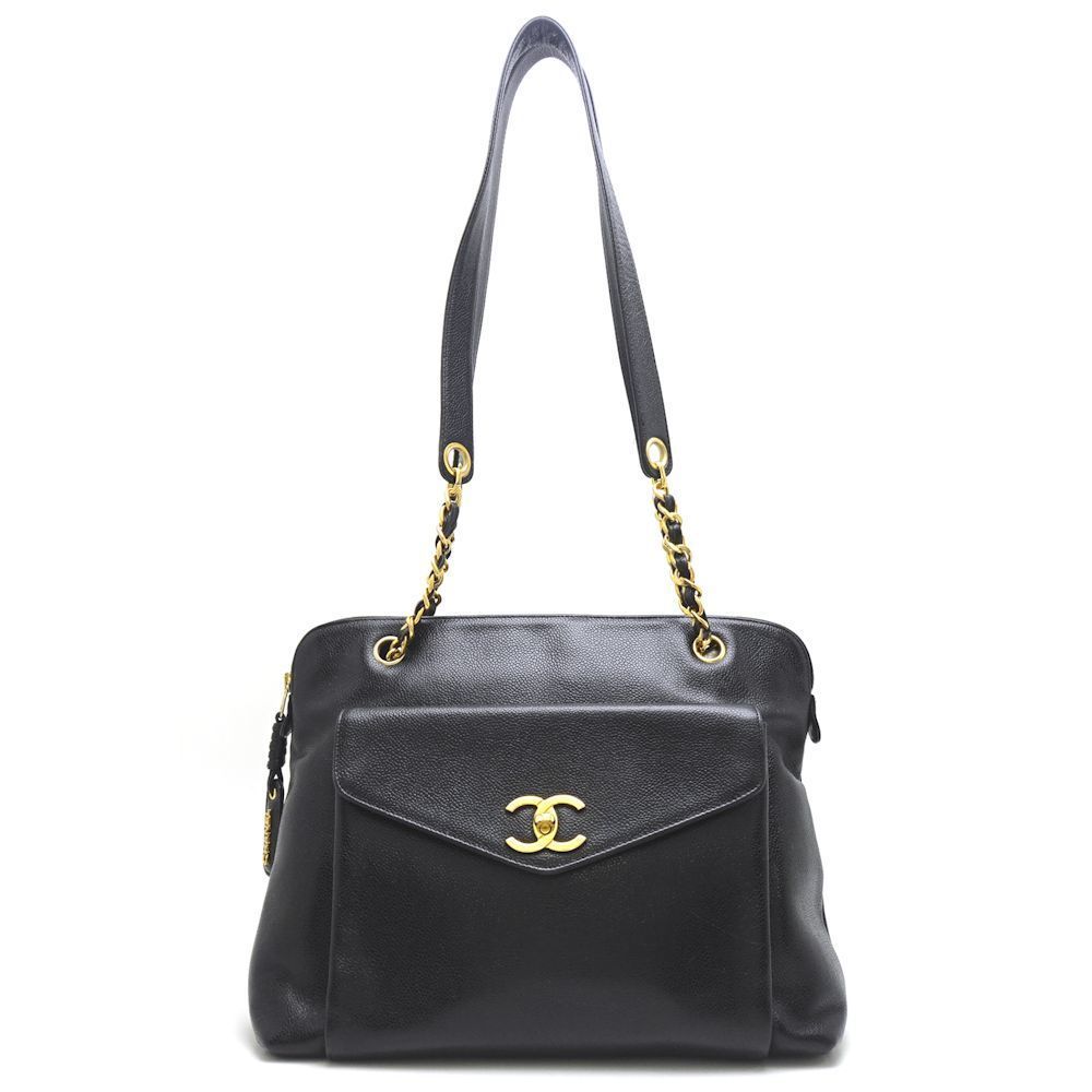 Chanel Shoulder Tote Bag Caviar Skin Black
